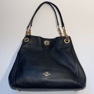 🔥Coach Black Leather Shoulder Bag